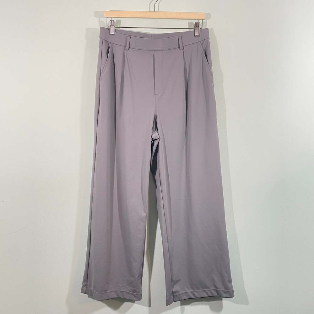 Halara Women Grey High Waisted Front Seam Wide Leg Pull On Pants Size L